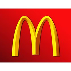 Gult McDonalds Golden Arches-logo på rød baggrund.